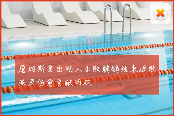 詹姆斯复出湖人击败鹈鹕结束连败浓眉伤愈贡献两双